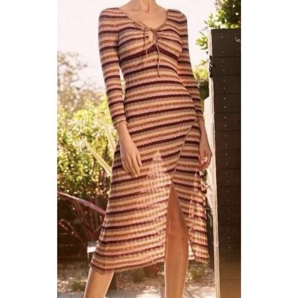 Misa Dresses & Skirts - NWT Misa Stripe Metallic Front Slit Maxi Dress Size S